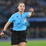Referee Iuliana Demetrescu during the Woman champions league quarter-finals, 1st leg between AS Roma v Barcelona, Olympi